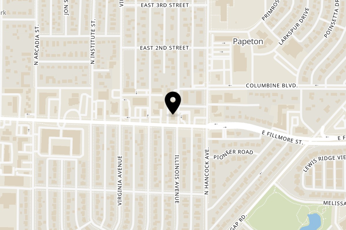 Map showing the location of El Chapin El Chapin on 1228 E Fillmore St in Colorado Springs